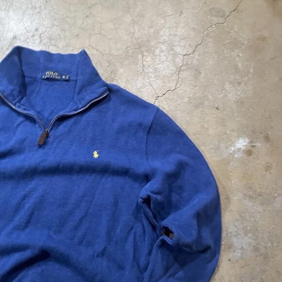 Polo Ralph Lauren Sweater Mens XL Blue 1/4 Zip Pullover - Picture 2 of 6